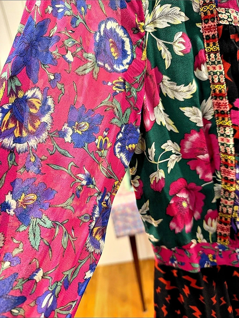 Moulinette Soeurs Floral Maxi Dress Pink & Black Size 8 Like New - Picture 6 of 7